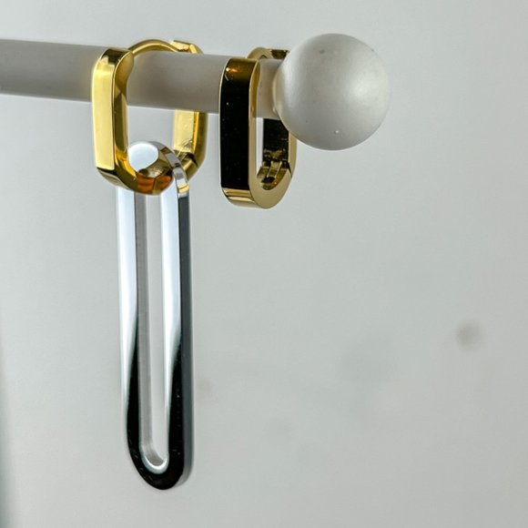 Dangle Oval Hoops 2 In 1 Earrings Dual Color Long Earrings Drop Earrings - Picture 8 of 9